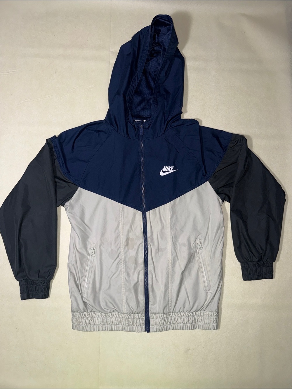 Nike Kids Navy, Light Gray & Black Hooded Windbreaker
